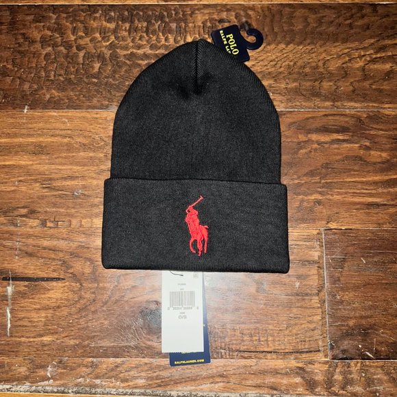 Polo Ralph Lauren Black Big Pony Hat Beanie $48 - Picture 8 of 8